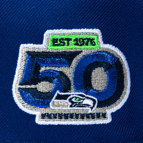 New Era 59Fifty Seattle Seahawks 50th Anniversary Patch Hat - Royal, Light Green New Era