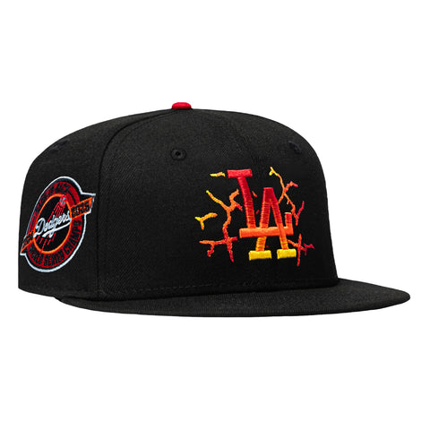 New Era 59Fifty Molten Lava Los Angeles Dodgers Back to Back Champions Patch Hat - Black