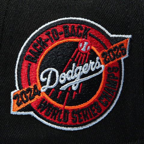 New Era 59Fifty Molten Lava Los Angeles Dodgers Back to Back Champions Patch Hat - Black New Era