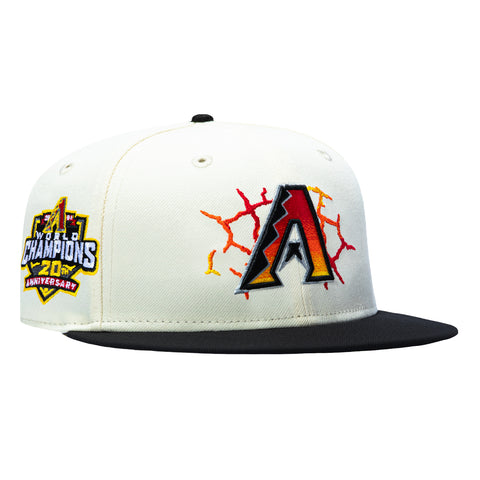 New Era 59Fifty Molten Lava Arizona Diamondbacks 20th Anniversary Patch A Hat - White, Black