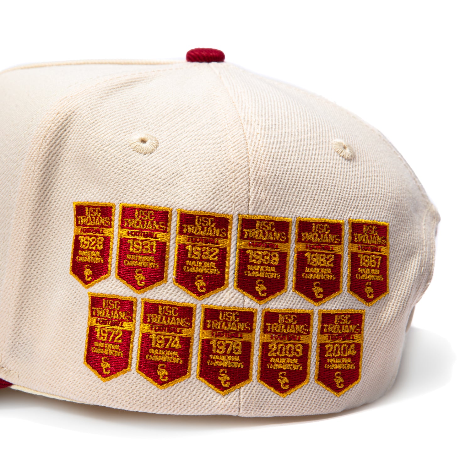 Woodn Grail USC Trojan Script Banner Patches Snapback Hat - Cream