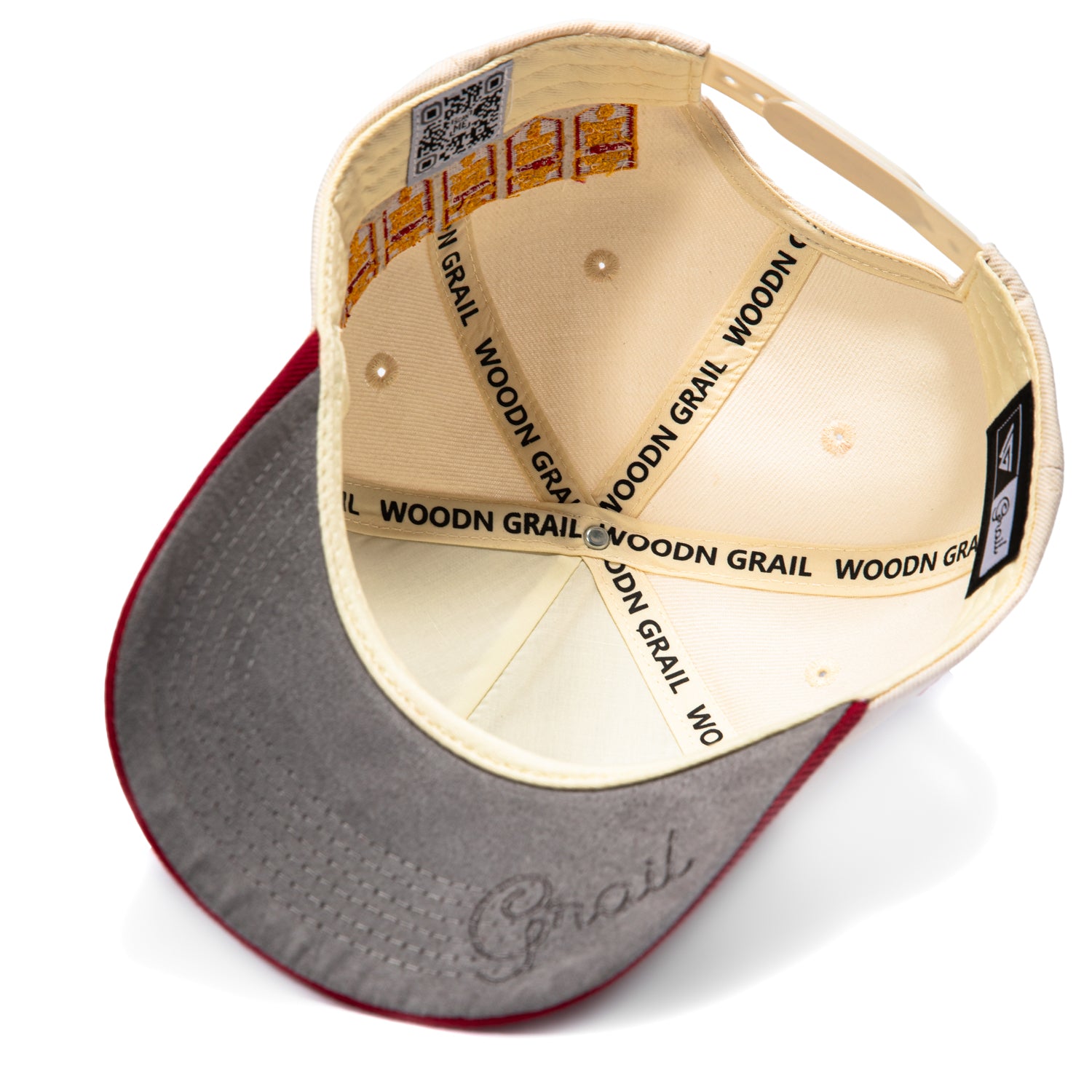 Woodn Grail USC Trojan Script Banner Patches Snapback Hat - Cream
