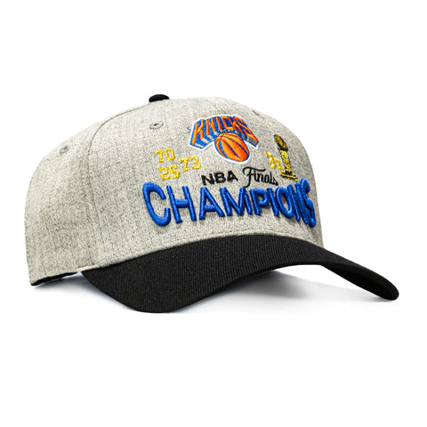 Mitchell & Ness New York Knicks 3x NBA Champions Snapback Hat - Grey, Black Mitchell and Ness