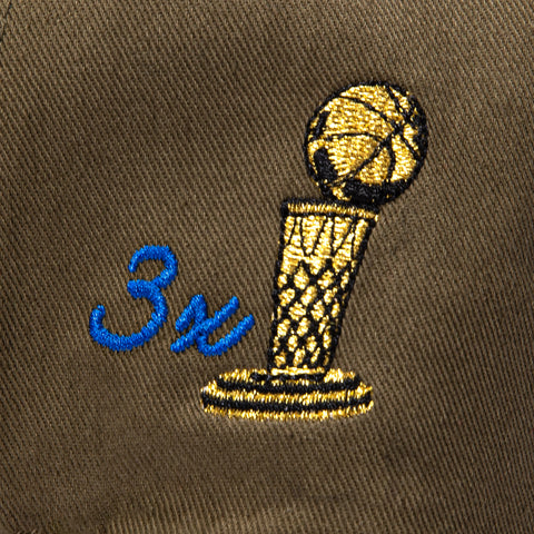 Mitchell & Ness New York Knicks 3x NBA Champions Patch Script Snapback Hat - Olive Mitchell and Ness