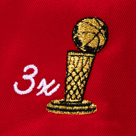 Mitchell & Ness New York Knicks 3x NBA Champions Patch Script Snapback Hat - Red Mitchell and Ness
