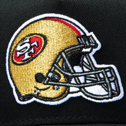 New Era 9Fifty A-Frame Black Dome San Francisco 49ers 80th Anniversary Patch Helmet Snapback Pre-Curved Hat - Black New Era