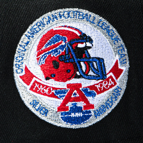New Era 9Fifty A-Frame Black Dome Buffalo Bills AFC Silver Anniversary Patch Bolt Snapback Pre-Curved Hat - Black New Era