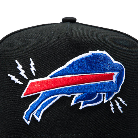 New Era 9Fifty A-Frame Black Dome Buffalo Bills AFC Silver Anniversary Patch Bolt Snapback Pre-Curved Hat - Black New Era