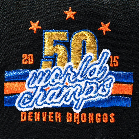 New Era 9Fifty A-Frame Black Dome Denver Broncos 2015 Super Bowl Champions Patch Snapback Pre-Curved Hat - Black New Era