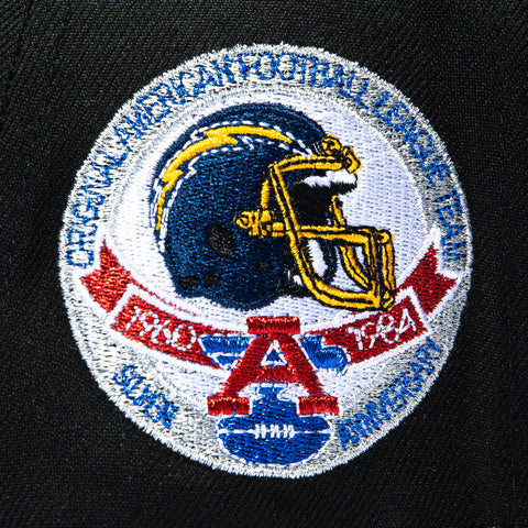 New Era 9Fifty A-Frame Black Dome Los Angeles Chargers AFC Silver Anniversary Patch Snapback Pre-Curved Hat - Black New Era