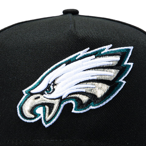 New Era 9Fifty A-Frame Black Dome Philadelphia Eagles 2025 Super Bowl Champions Patch Snapback Pre-Curved Hat - Black New Era