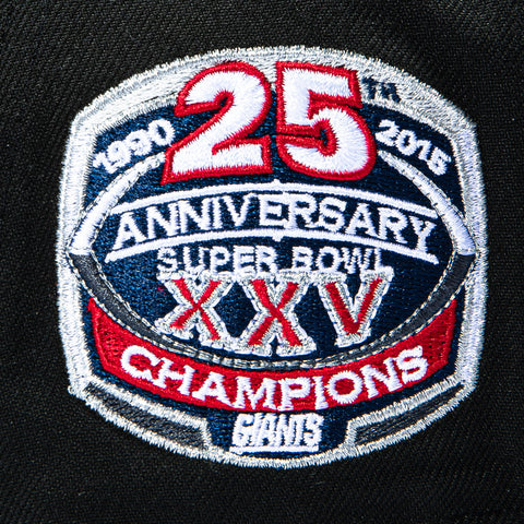 New Era 9Fifty A-Frame Black Dome New York Giants 25th Anniversary Champions Patch Word Snapback Pre-Curved Hat - Black New Era