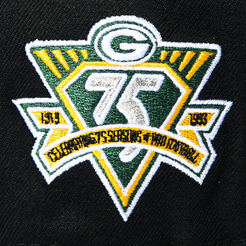 New Era 9Fifty A-Frame Black Dome Green Bay Packers 50th Anniversary Stadium Patch 1968 Snapback Pre-Curved Hat - Black New Era