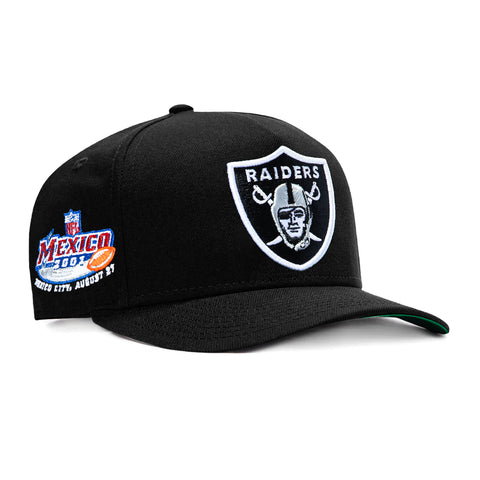 New Era 9Fifty A-Frame Black Dome Las Vegas Raiders 2001 Mexico Patch Snapback Pre-Curved Hat - Black New Era
