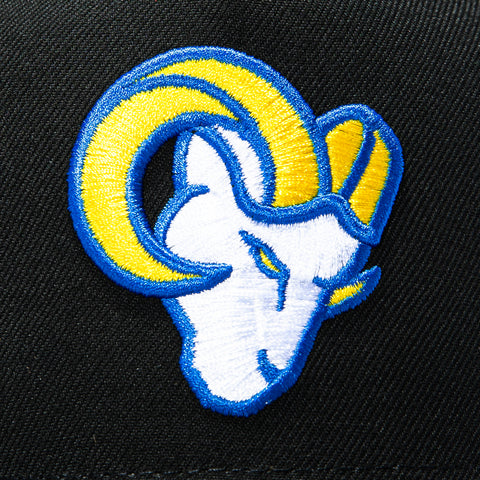 New Era 9Fifty A-Frame Black Dome Los Angeles Rams 2022 Super Bowl Patch Alternate Snapback Pre-Curved Hat - Black New Era