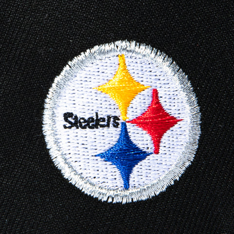 New Era 9Fifty A-Frame Black Dome Pittsburgh Steelers Logo Patch Word Snapback Pre-Curved Hat - Black New Era
