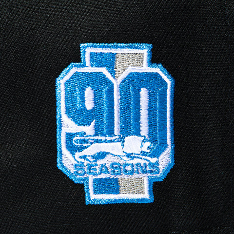 New Era 9Fifty A-Frame Black Dome Detroit Lions 90th Anniversary Patch Snapback Pre-Curved Hat - Black New Era