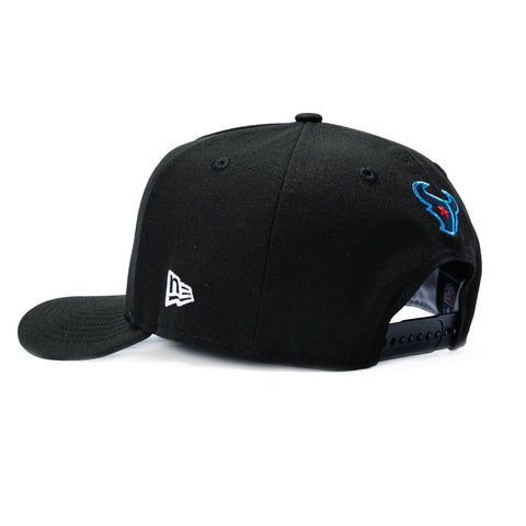 New Era 9Fifty A-Frame Black Dome Houston Texans H-Town Patch H Snapback Pre-Curved Hat - Black New Era