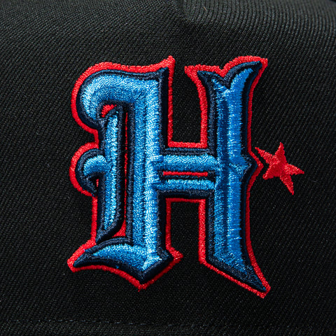 New Era 9Fifty A-Frame Black Dome Houston Texans H-Town Patch H Snapback Pre-Curved Hat - Black New Era