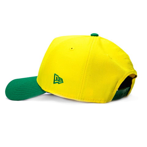 New Era 9Forty A-Frame Oregon Ducks Logo Patch Mascot Snapback Hat - Yellow, Kelly Green New Era