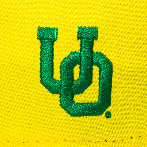 New Era 9Forty A-Frame Oregon Ducks Logo Patch Mascot Snapback Hat - Yellow, Kelly Green New Era
