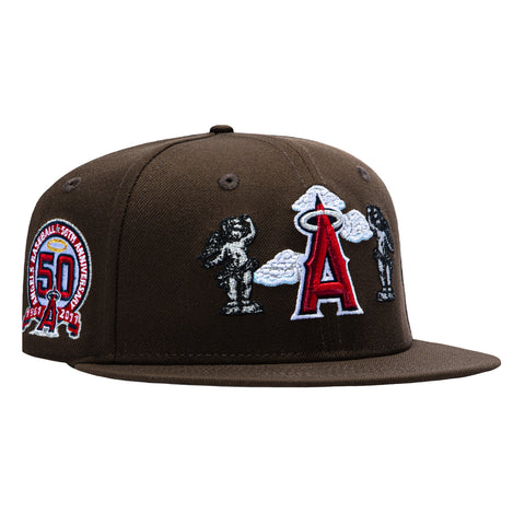 New Era 59Fifty Los Angeles Angels 50th Anniversary Patch Cherub Hat - Brown