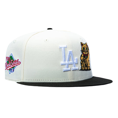 New Era 59Fifty Los Angeles Dodgers 1988 World Series Patch Lucky Cat Pink UV Hat - White, Black
