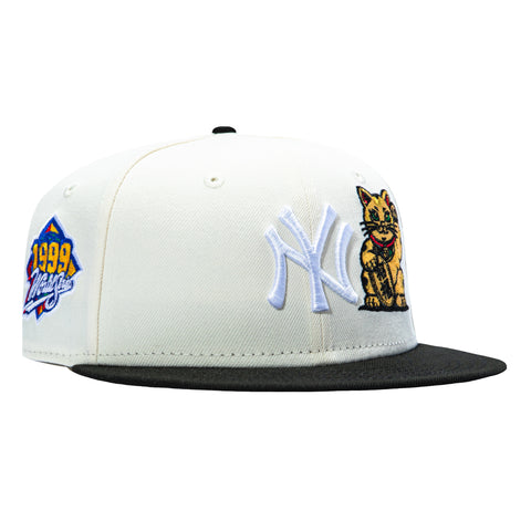 New Era 59Fifty New York Yankees 1999 World Series Patch Lucky Cat Pink UV Hat - White, Black