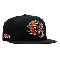 New Era 59Fifty Hat Club Skull Chief Since 1992 Patch Orange UV Glow in the Dark Hat - Black New Era