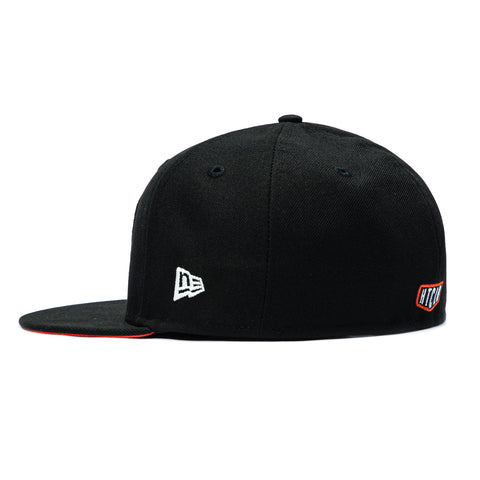 New Era 59Fifty Hat Club Skull Chief Since 1992 Patch Orange UV Glow in the Dark Hat - Black New Era
