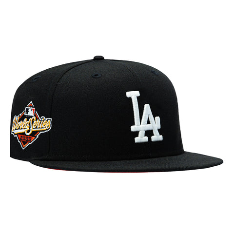 New Era 59Fifty Los Angeles Dodgers 2025 World Series Patch Orange UV Glow in the Dark Hat - Black New Era
