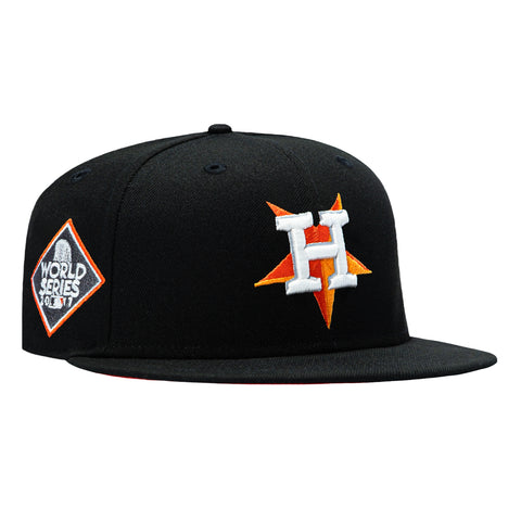 New Era 59Fifty Houston Astros 2017 World Series Patch Upside Down Orange UV Glow in the Dark Hat - Black New Era