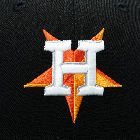 New Era 59Fifty Houston Astros 2017 World Series Patch Upside Down Orange UV Glow in the Dark Hat - Black New Era