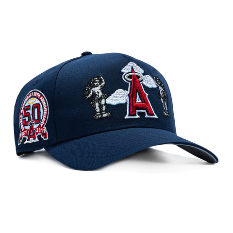 New Era 9Forty A-Frame Los Angeles Angels 50th Anniversary Patch Cherub Snapback Hat - Navy New Era