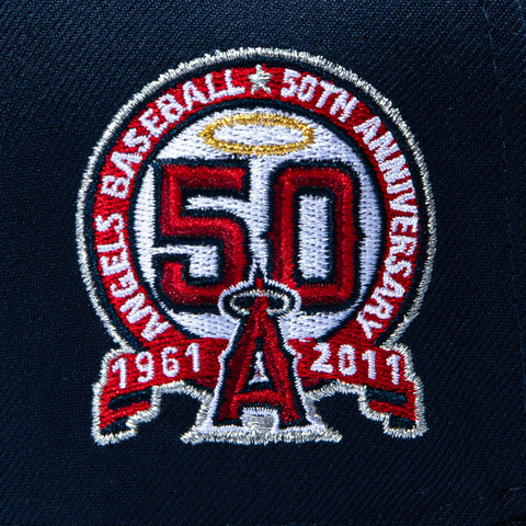 New Era 9Forty A-Frame Los Angeles Angels 50th Anniversary Patch Cherub Snapback Hat - Navy New Era