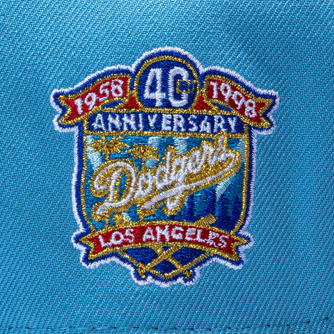 New Era 9Forty A-Frame Los Angeles Dodgers 40th Anniversary Patch Monarch Snapback Hat - Light Blue, Navy New Era