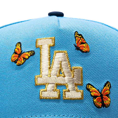 New Era 9Forty A-Frame Los Angeles Dodgers 40th Anniversary Patch Monarch Snapback Hat - Light Blue, Navy New Era
