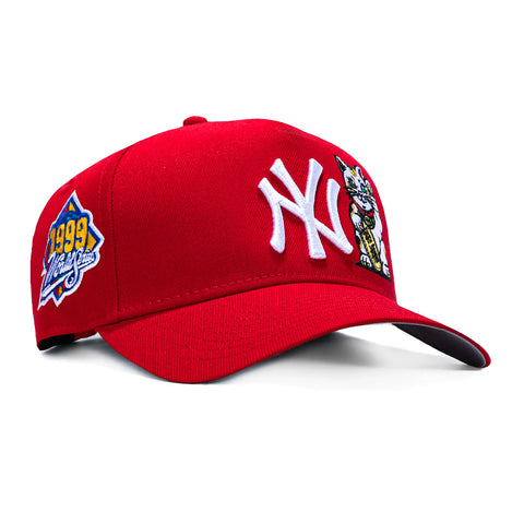 New Era 9Forty A-Frame New York Yankees 1999 World Series Patch Lucky Cat Snapback Hat - Red New Era