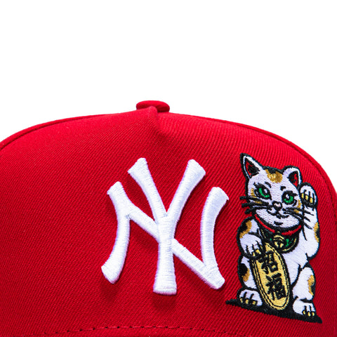 New Era 9Forty A-Frame New York Yankees 1999 World Series Patch Lucky Cat Snapback Hat - Red New Era