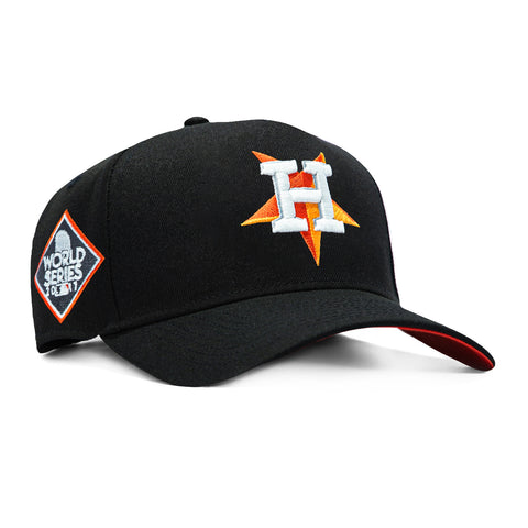 New Era 9Forty A-Frame Houston Astros 2017 World Series Patch Upside Down Orange UV Glow in the Dark Snapback Hat - Black New Era