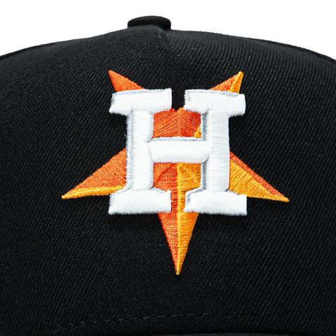 New Era 9Forty A-Frame Houston Astros 2017 World Series Patch Upside Down Orange UV Glow in the Dark Snapback Hat - Black New Era