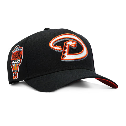 New Era 9Forty A-Frame Arizona Diamondbacks Inaugural Patch D Orange UV Glow in the Dark Snapback Hat - Black New Era