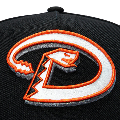 New Era 9Forty A-Frame Arizona Diamondbacks Inaugural Patch D Orange UV Glow in the Dark Snapback Hat - Black New Era