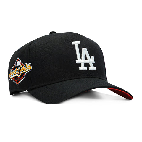 New Era 9Forty A-Frame Los Angeles Dodgers 2025 World Series Patch Orange UV Glow in the Dark Snapback Hat - Black New Era