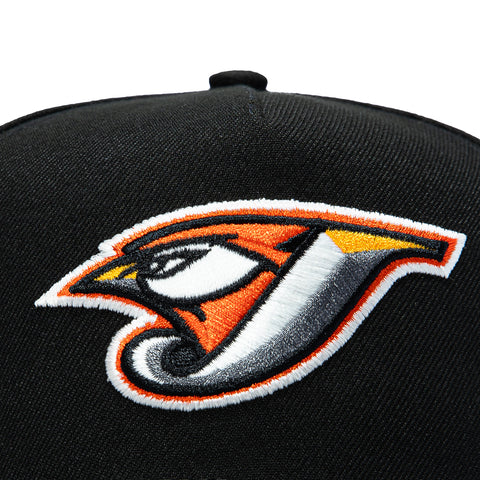 New Era 9Forty A-Frame Toronto Blue Jays 30th Anniversary Patch 2004 Orange UV Glow in the Dark Snapback Hat - Black New Era