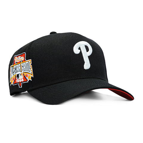 New Era 9Forty A-Frame Philadelphia Phillies 1996 All Star Game Patch Orange UV Glow in the Dark Snapback Hat - Black New Era