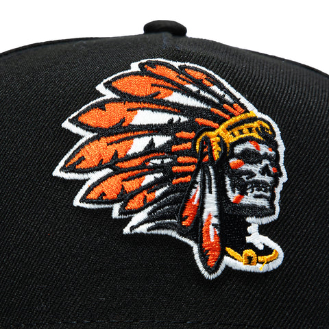New Era 9Forty A-Frame Hat Club Skull Chief Since 1992 Patch Orange UV Glow in the Dark Snapback Hat - Black New Era