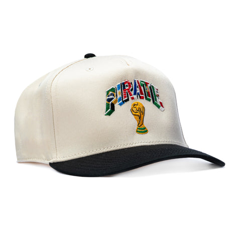 Pirate Worldwide Trophy Snapback Hat - Cream, Black Pirate Worldwide