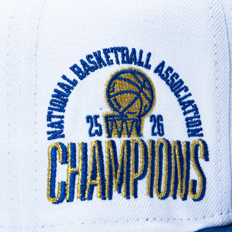 New Era 9Fifty New York Knicks 2026 NBA Champions Patch Ring Ceremony Trophy Snapback Hat - White, Royal New Era