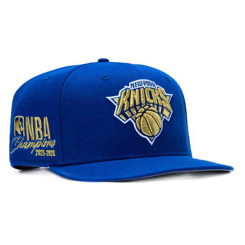 New Era 9Fifty New York Knicks 2026 NBA Champions Patch Ring Ceremony Snapback Pre-Curved Hat - Royal New Era